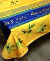 Nappe provençale Huile d'olive, orange-jaune ou bleu-orange, rectangulaire, 100% polyester anti-taches