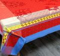 Serviette Ribeauvillé, bleu ou rouge, carrée 52x52 cm, 100% coton Jacquard traité Téflon, déperlant et anti-taches