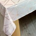 Nappe Quadris, lignes géométriques, rose doré, sur fond rose-poudré, rectangulaire 150x300 cm, 100% polyester anti-taches