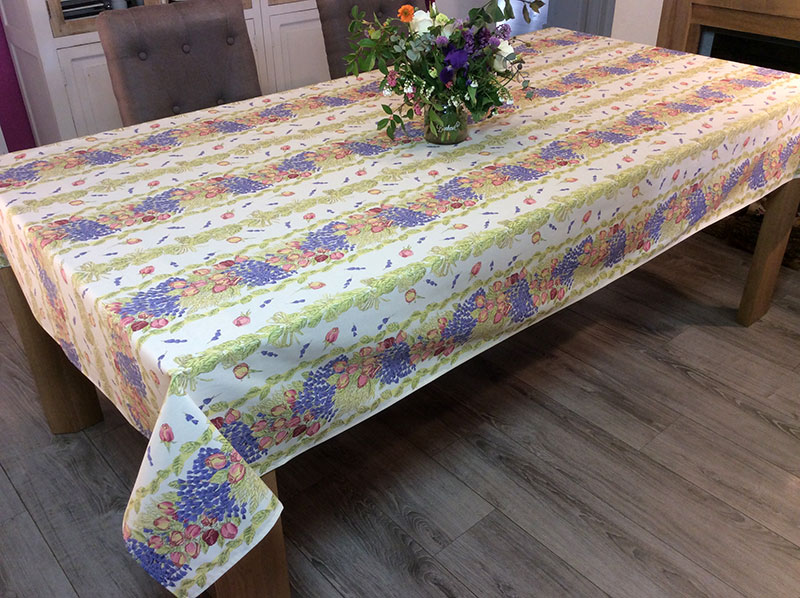 Nappe rectangulaire multicolore en coton 160x350 FLORAL