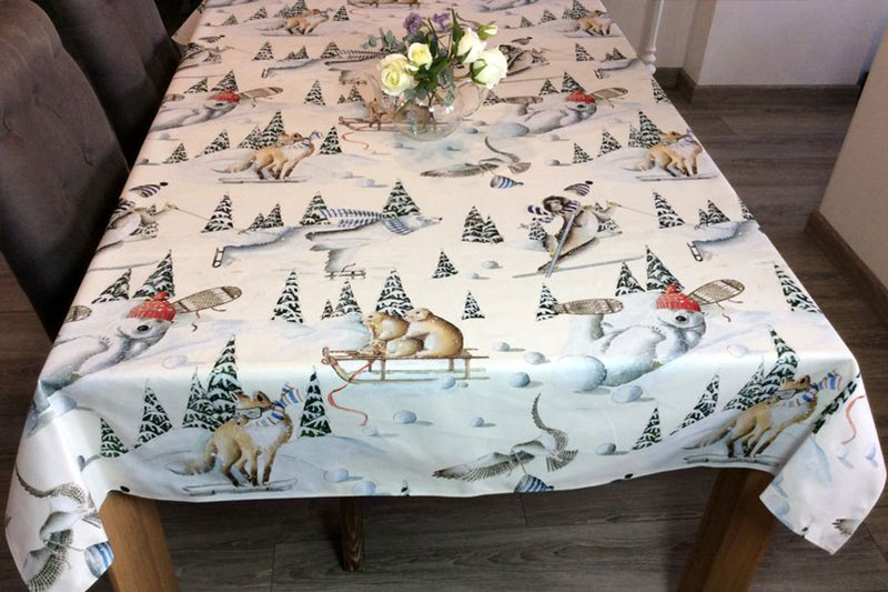 Nappe de Noël Animaux au ski