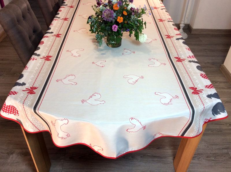 Nappe rectangulaire anti tache 140x200 cm Coton Vichy Rouge pas cher