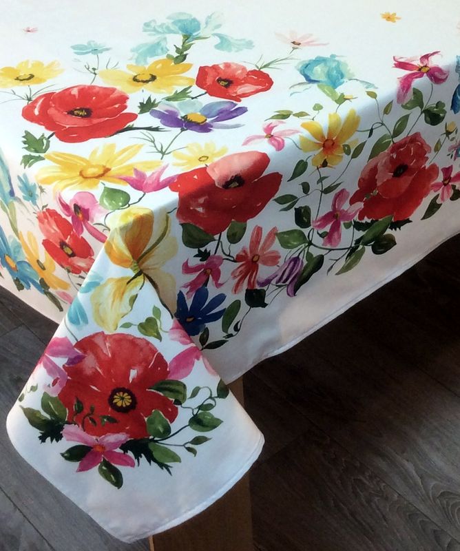 Nappe rectangulaire multicolore en coton 160x350 FLORAL