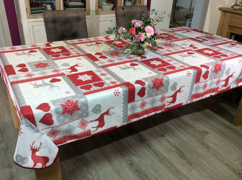 Nappe Noël Table Coureur Coussin Housse moyens couverture Bonhomme de neige rouge blanc
