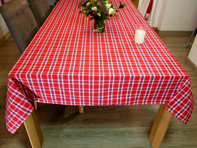 Chemin de table en coton à carreaux rouge GUINGUETTE