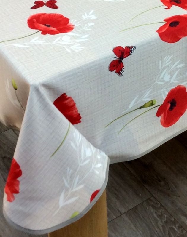 Nappe en toile cirée rectangulaire coquelicots Poppy - L. 140 x l