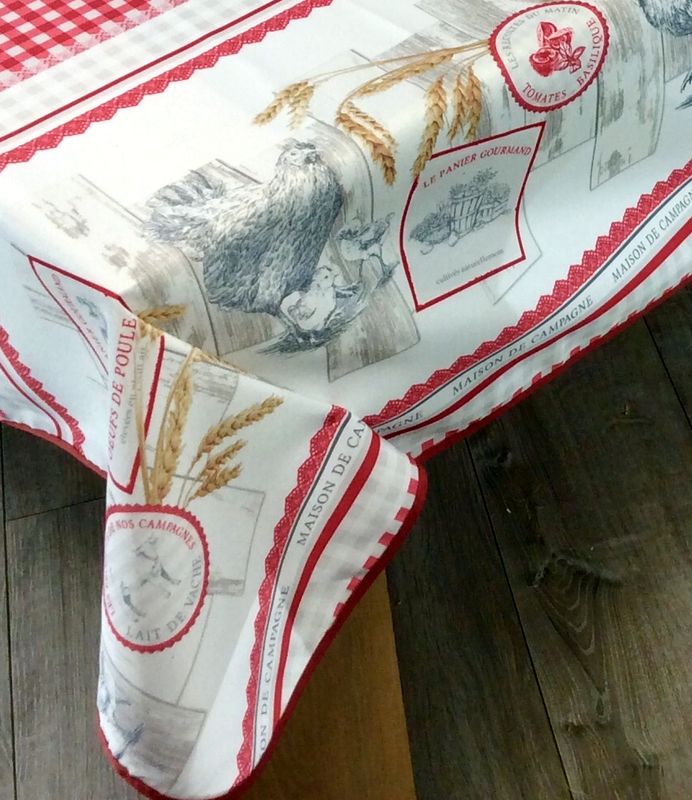 Tissu Coton Poules & Coqs - Textiles Français - 160 Cm De Large - Neuf