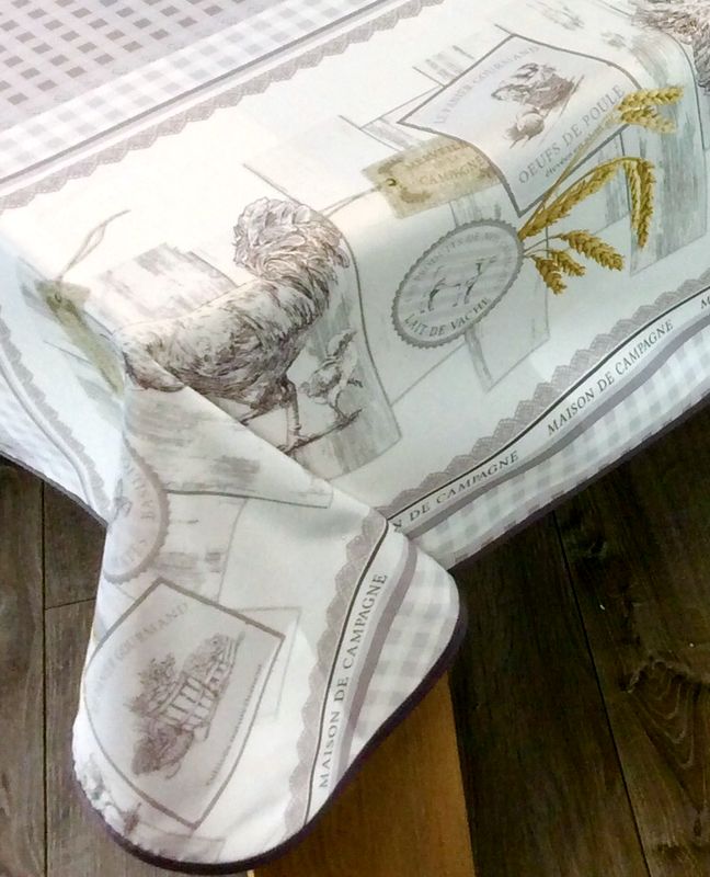 Tissu 100% Coton 'Coqs & Poules' - Motif Poules/coqs, Largeur 160cm, Poids 140g/m²