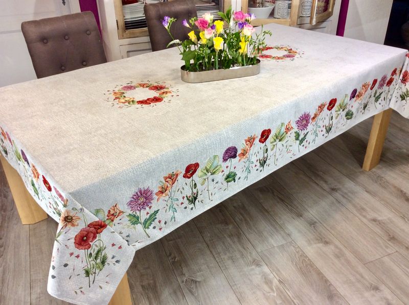 Nappe rectangulaire multicolore en coton 160x350 FLORAL