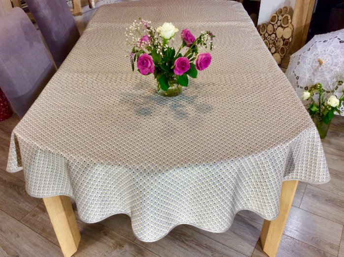 Nappe &Eacute;ventails, beige, ovale 150x240 cm, 100% polyester anti-taches