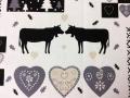 Nappe Vaches anthracite sur fond blanc, carrée 80x80 cm, 100% coton panama