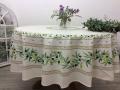 Nappe provençale Ramatuelle centrée, bouquets et couronne dolives, écru ou vert, ronde Ø 180 cm, 100% coton ou coton enduit anti-taches