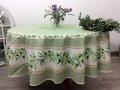 Nappe provençale Ramatuelle centrée, bouquets et couronne dolives, écru ou vert, ronde Ø 180 cm, 100% coton ou coton enduit anti-taches