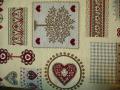 Nappe Arbre de vie et Coeurs sur fond beige, carrée, 100x100 cm,polycoton jacquard