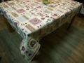 Nappe Arbre de vie, coeurs, sur fond beige, rectangulaire, polycoton jacquard