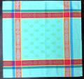 Serviette Vaucluse, turquoise réversible, carrée 50x50 cm, 100% coton Jacquard traité Téflon, déperlant et anti-taches