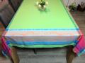 Nappe Vaucluse, turquoise réversible, rectangulaire, 100% coton Jacquard traité Téflon, déperlant et anti-taches