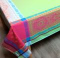 Nappe Vaucluse, turquoise réversible, rectangulaire, 100% coton Jacquard traité Téflon, déperlant et anti-taches