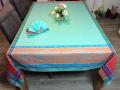 Nappe Vaucluse, turquoise réversible, rectangulaire, 100% coton Jacquard traité Téflon, déperlant et anti-taches