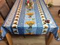 Nappe provençale Bouquets de blé beige, bleu ou jaune vif, rectangulaire 100% polyester anti-taches