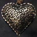 Coeur Strass blanc argenté sur fond anthracite, métal 9x9x2,5 cm 