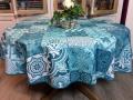 Nappe Azulejos, bleu ou gris, ronde Ø160 cm, 100% polyester anti-taches