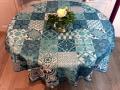 Nappe Azulejos, bleu ou gris, ronde Ø160 cm, 100% polyester anti-taches