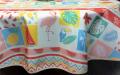 Nappe Fruits, oiseaux, feuillage, multicolore, ronde Ø160 cm, 100% polyester anti-taches