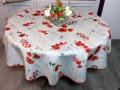 Nappe provençale Coquelicots, rose ou rouge, ronde Ø 160 cm, 100% polyester anti-taches