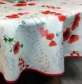 Nappe provençale Coquelicots, rose ou rouge, ronde Ø 160 cm, 100% polyester anti-taches