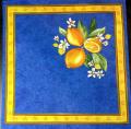 Serviette provençale Citrons sur fond bleu, vert, orange ou blanc, 42x42 cm, 100% coton