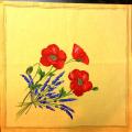 Serviette provençale Coquelicots, fond écru, jaune ou bleu, 42x42 cm, 100% coton