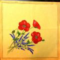 Serviette provençale Coquelicots, fond écru ou jaune, 42x42 cm, 100% coton