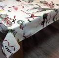 Nappe de Noël Animaux de la savane, sur fond écru, rectangulaire, 100% coton panama