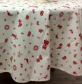 Nappe Colmar rouge all over, sur fond blanc cassé, ronde Ø 160 cm, 100% coton