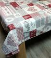 Nappe Messina, Patchwork Scandinave, coeurs sur fond beige, rectangulaire, polycoton jacquard