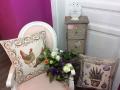 Housse de coussin, Coq et poules, Chanteclair, fleurs, beige, carrée 45x45 cm, polycoton jacquard