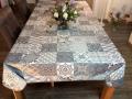 Nappe Azulejos, carreaux de ciment et arabesques, gris, rectangulaire, 100% polyester anti-taches