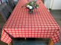 Nappe Cervin, carreaux et coeurs, rouge, rectangulaire, polycoton tissé 