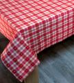 Nappe Cervin, carreaux et coeurs, rouge, rectangulaire, polycoton tissé 