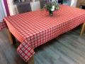 Nappe Cervin, carreaux et coeurs, rouge, rectangulaire, polycoton tissé 