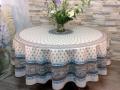 Nappe provençale Bastide, Bouquets de fleurs, centrée, bleu-blanc ou turquoise, ronde Ø 180 cm,  100% coton
