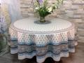 Nappe provençale Bastide, Bouquets de fleurs, centrée, bleu-blanc, rouge, bleu ou turquoise, ronde Ø 180 cm,  100% coton et 100% coton enduit anti-taches