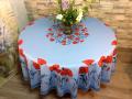 Nappe provençale Coquelicots centrée ou linéaire, fond écru ou bleu, ronde, 100% coton et coton enduit anti-taches