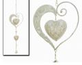 Guirlande coeur design rouge ou blanc et clochette, plat, métal, 17x45 cm 