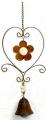 Guirlande cœur,  Fleur et cloche. plat, métal rouillé, 15x33 cm 