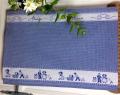 Torchon Famille alsacienne, rouge ou bleu, rectangulaire, 50x75 cm, 100% coton nid dabeille 