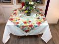 Nappe provençale Coquelicots et fleurs, sur fond écru, carrée 100x100 cm, 100% coton
