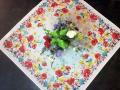 Nappe provençale Coquelicots et fleurs, sur fond écru, carrée 100x100 cm, 100% coton