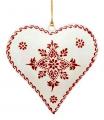 Coeur blanc-rouge, bombé et décoré d'arabesques, métal 